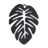 Estampes, pendentifs filigrane, Feuille Montserrat Exotique 28 par 20mm, coloris NOIR