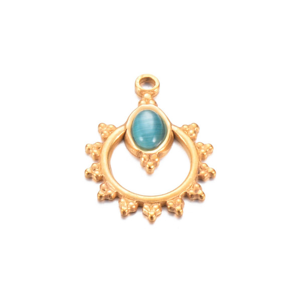 Pendentif, Bohème Boho 24mm, Acier Inoxydable 304, finition Doré à l'or fin 18K