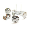 Boucles d'oreilles, Puce Ronde Martelée 10mm avec trou et embouts, Acier inoxydable 304 finition Argenté