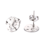 Boucles d'oreilles, Puce Ronde Martelée 10mm avec trou et embouts, Acier inoxydable 304 finition Argenté