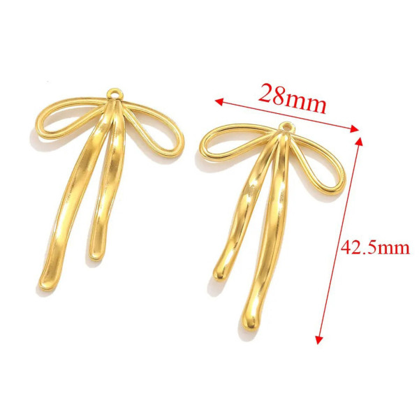 Pendentif Nœud 42.5mm, Acier Inoxydable 304, finition Doré, Placage IONIQUE