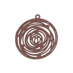 Estampes, pendentifs filigrane Rosace 29mm, coloris Marron Taupe