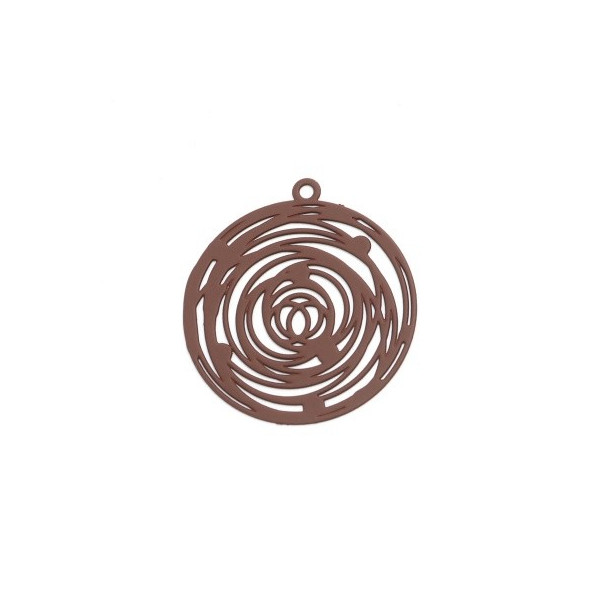 Estampes, pendentifs filigrane Rosace 29mm, coloris Marron Taupe