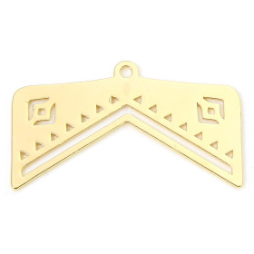 Pendentif Ethnique 28mm, laiton finition Doré  à l'or fin 18K, pour création de bijoux raffinés