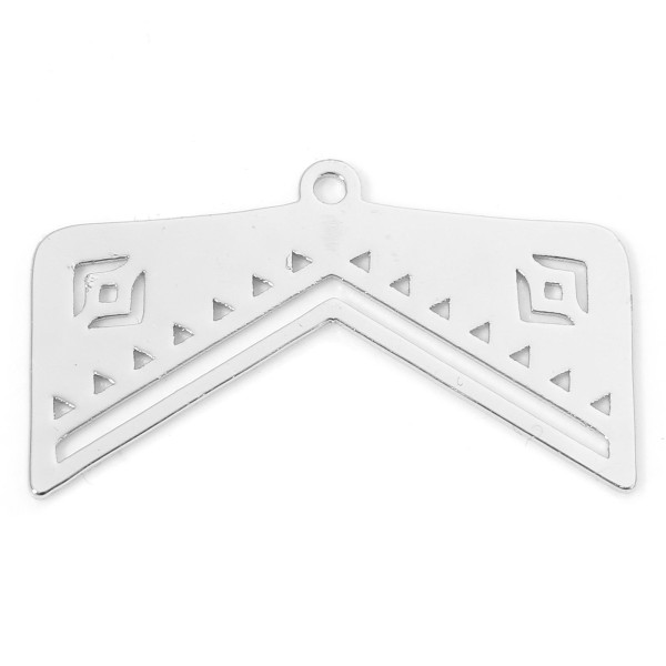 Pendentif Ethnique 28mm, laiton finition PLATINIUM