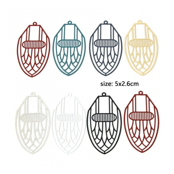 Estampes type Art Déco 50mm en métal finition Bleu CANARD