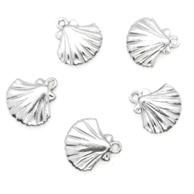 Pendentifs, Coquille Saint Jacques Biface 14mm,  Acier Inoxydable 304 finition Argent