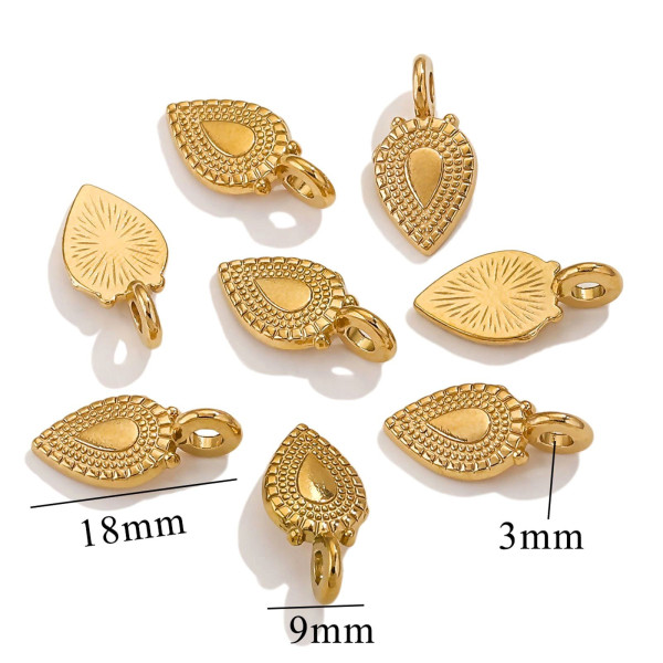 Pendentif Goutte 18mm, Acier Inoxydable 304, finition Doré Placage IONIQUE