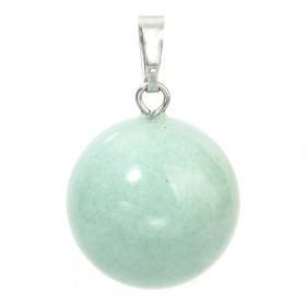 Pendentif ROND 18mm,  AVENTURINE avec bélière,  métal finition Argenté