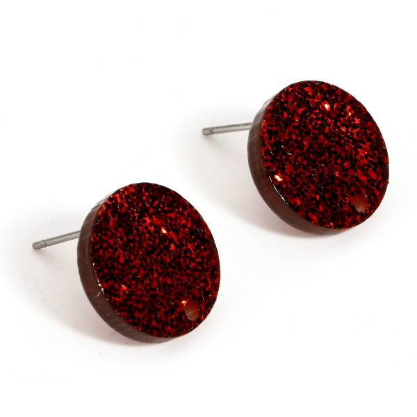 Boucles d'oreille Puce, Clous, Acrylique 14mm avec trou d' attache, et embouts plastique