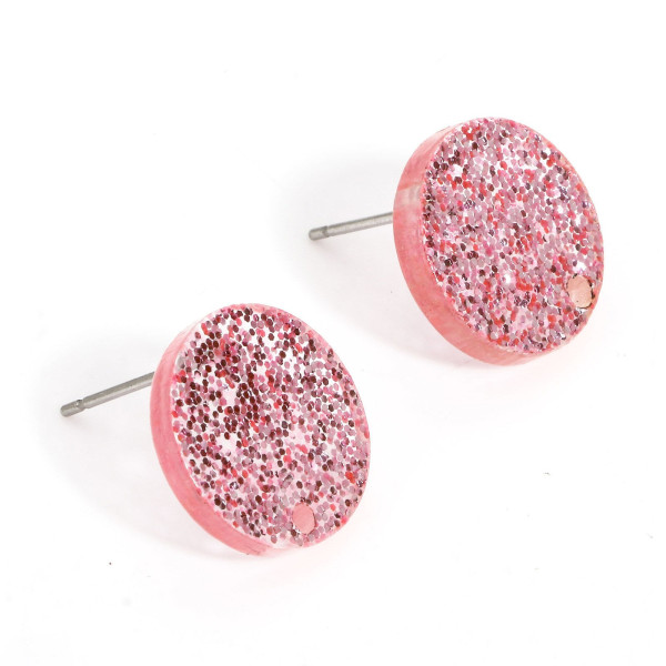 Boucles d'oreille Puce, Clous, Acrylique 14mm avec trou d' attache, et embouts plastique