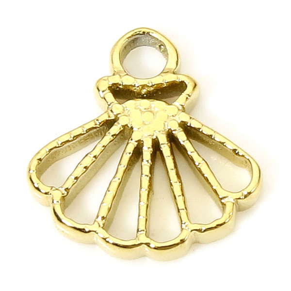 Pendentif Coquille Saint Jacques 10mm, Acier Inoxydable 304, finition Doré, Placage IONIQUE