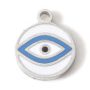 Pendentif avec Oeil de la protection 12mm, résine émaillée, Acier Inoxydable 304, finition Argenté