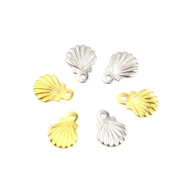 Pendentifs Coquille Saint Jacques 9mm, Acier Inoxydable 304, finition Argenté