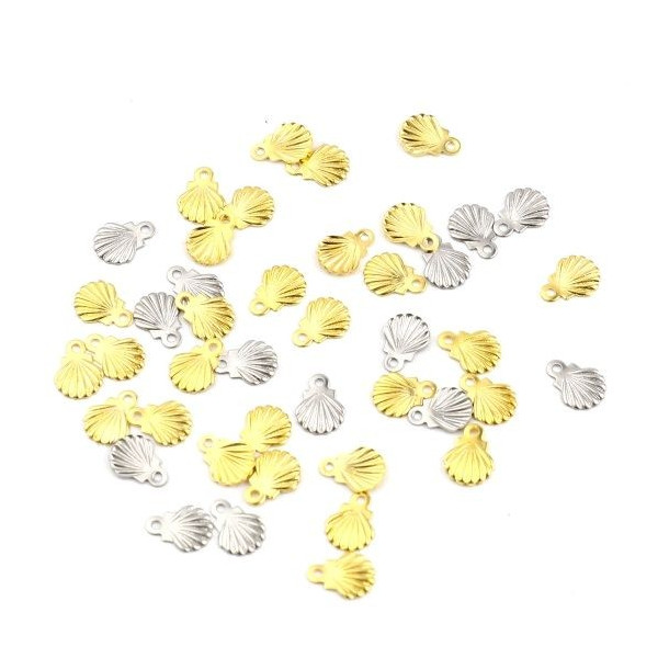Pendentifs Coquille Saint Jacques 9mm, Acier Inoxydable 304, finition Argenté