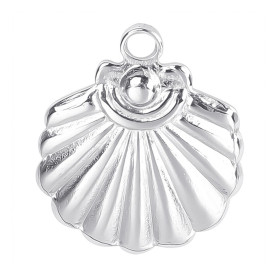 Pendentif Coquille Saint Jacques 19mm, Acier Inoxydable 304, finition Argenté