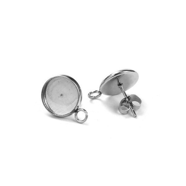 Supports de Boucle d'Oreille Clous Puce 8mm avec Attache et Embouts – Acier Inoxydable 304