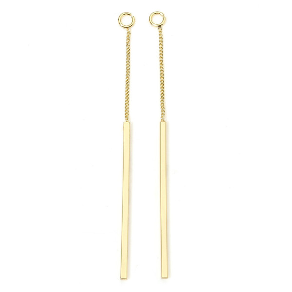 Pendentif avec chaine et tube rectangle, Laiton finition Doré à l'or fin 18K