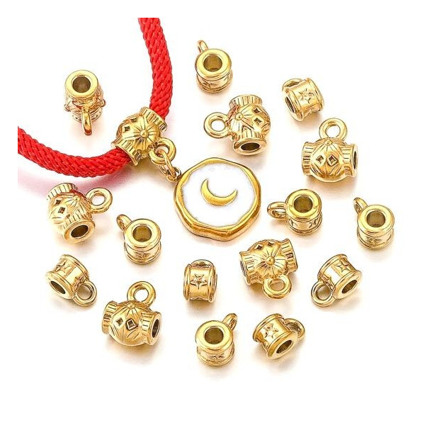 Bélières Boho Chic 5mm, Acier Inoxydable 304, finition Doré à l'or fin 18K, Placage IONIQUE