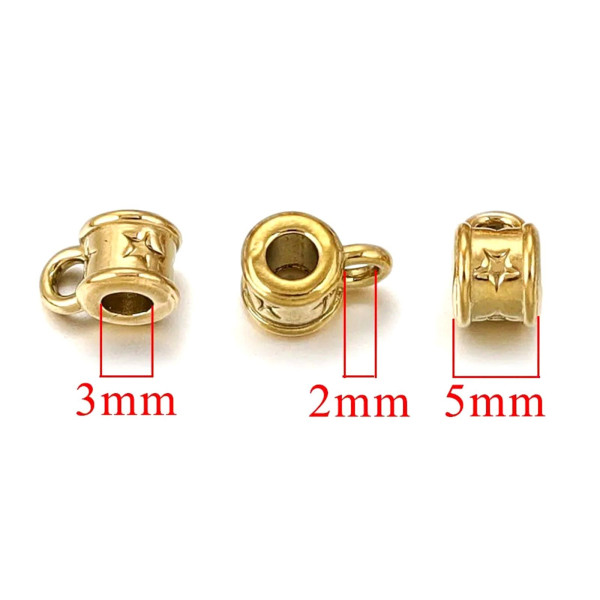 Bélière Etoile, Acier Inoxydable 304, finition Doré à l'or fin 18K, Placage IONIQUE