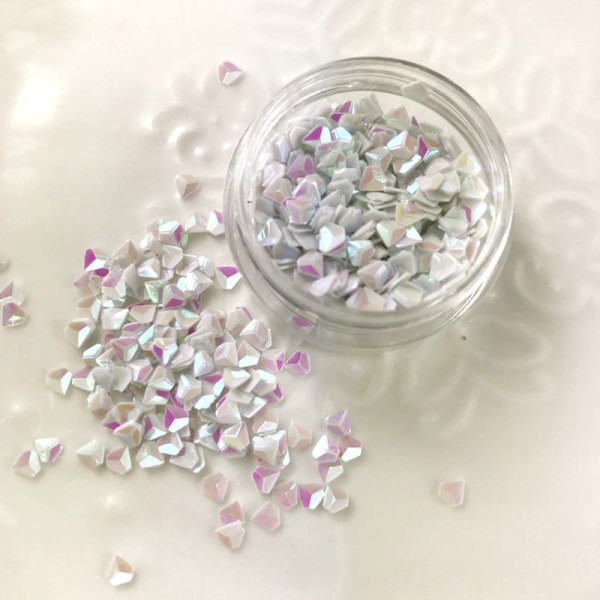 Boites imitation Nacre paillette, forme Cœur pour inclusion résine, scrapbooking, DIY pour nail art, scrapbooking
