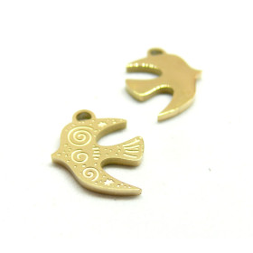Pendentifs Oiseau 16.5 mm, Acier Inoxydable 304, finition Doré Placage IONIQUE