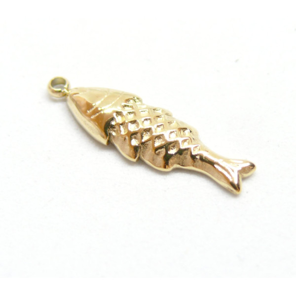 Pendentif Poisson 22.5mm, Acier Inoxydable 304, finition Doré, Placage IONIQUE