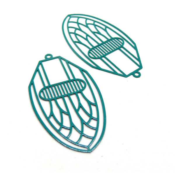 Estampes type Art Déco 50mm en métal finition Bleu CANARD