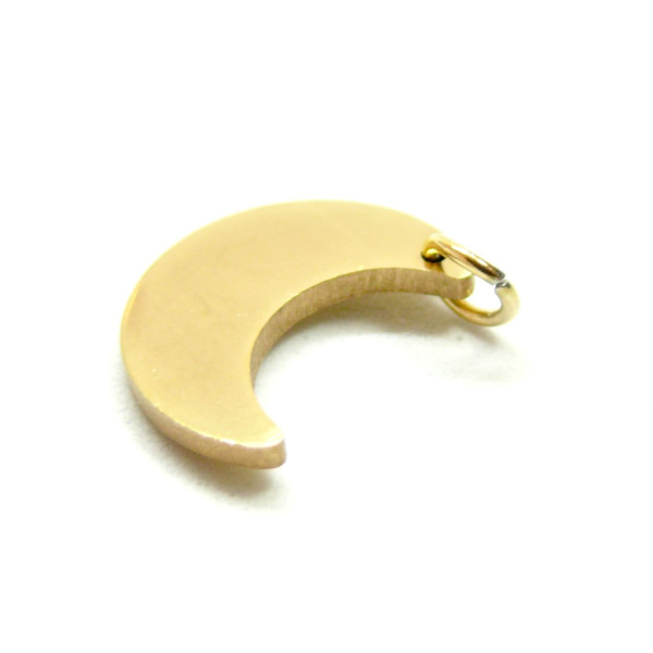 PS110911973 – Lot de 1 ou 2 Pendentif Lune 18mm avec Anneau – Acier Inoxydable 304 Doré à l’or fin 18K Placage Ionique