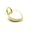 Pendentif avec anneau, Coeur BLANC 13mm, résine émaillée, Acier Inoxydable 304, finition Doré à l'or fin 18K, Placage IONIQUE