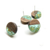 Supports de boucle d'oreille, Puce Bois et résine et inclusion de dorure avec attache 14mm et embouts plastique