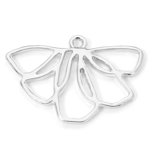 Pendentifs Fleurs 25mm, métal finition Argent Platine