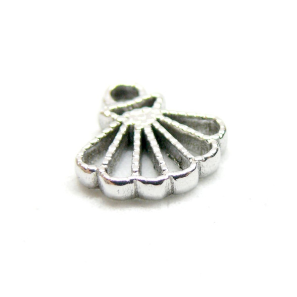 Pendentif Coquille Saint Jacques 10mm, Acier Inoxydable 304, finition Argenté