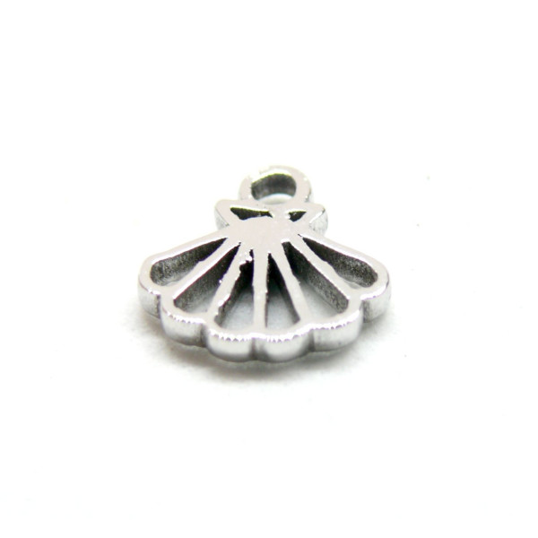 Pendentif Coquille Saint Jacques 10mm, Acier Inoxydable 304, finition Argenté