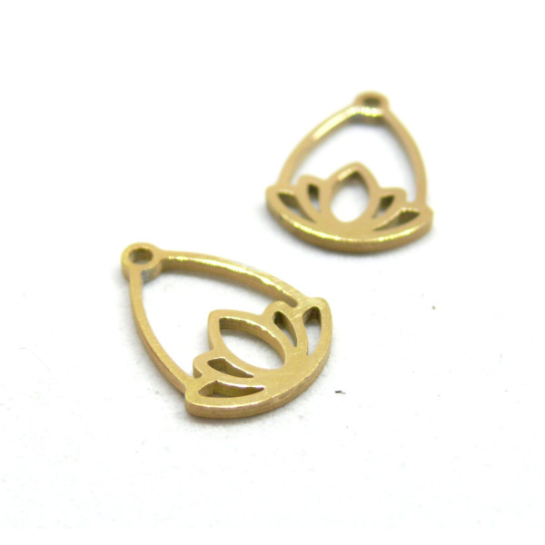 Pendentifs, Fleur de Lotus 13 mm, Acier Inoxydable 304 coloris Doré