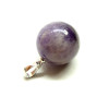 Pendentif ROND 18mm,  AMÉTHYSTE avec bélière,  métal finition Argenté