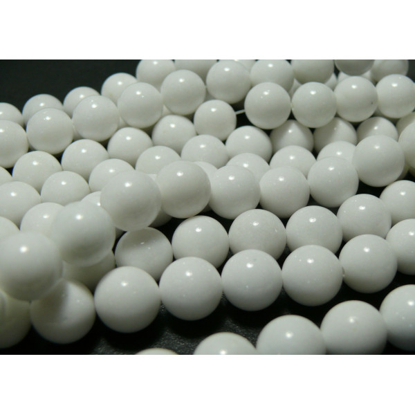 Perles rondes  10mm, Jade Malaisienne Blanches coloris B01