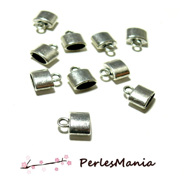 Embouts Lisse pour cordon, metal couleur Argent Antique