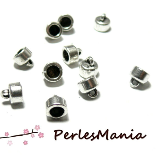 Embouts CYLINDRES POUR CORDON 3.5mm, metal ARGENT ANTIQUE