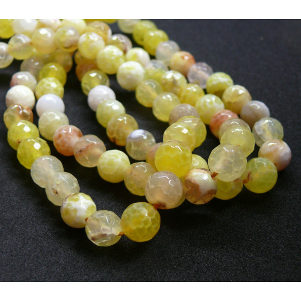Perles Agate Bicolore Facettée 6mm Coloris 07