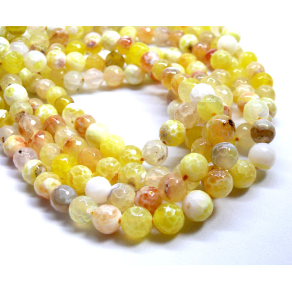 Perles Agate Bicolore Facettée 6mm Coloris 07