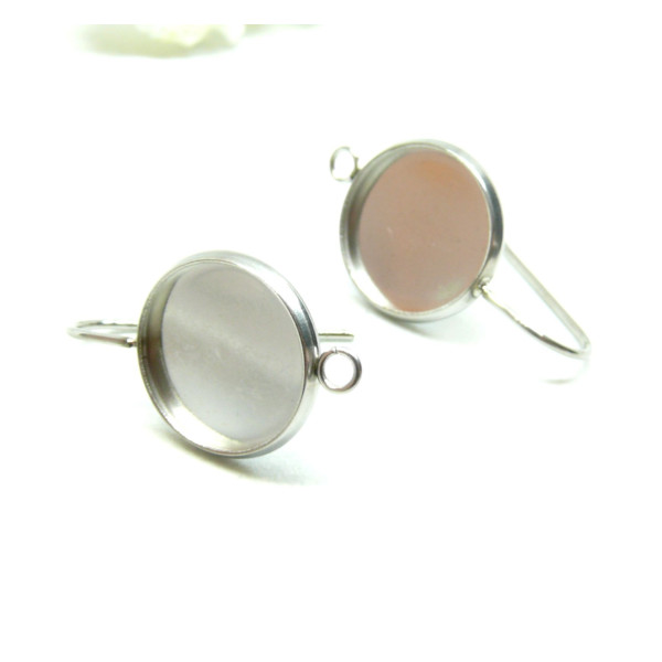Supports Boucles d'oreille, Crochet avec attache 10mm,  Acier Inoxydable 304  finition Argent Platine