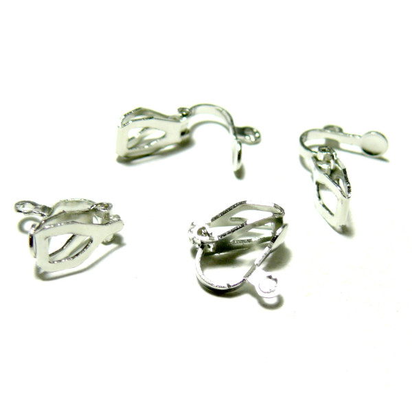 Boucles d'oreille CLIPS avec anneau d'attache, d'accroche, Laiton finition Argent Platine