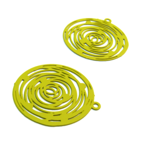 Estampes pendentif filigrane Rosace Kaki de 29mm
