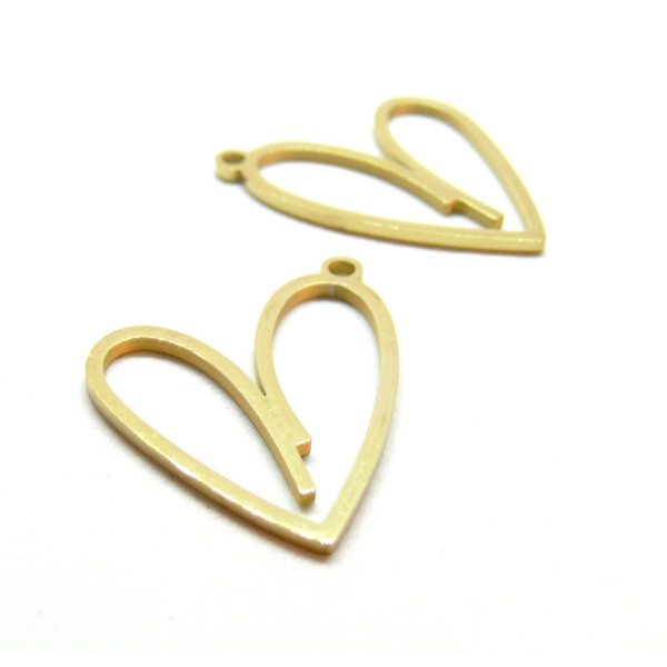 Pendentif Coeur 24mm, Acier Inoxydable 304, Placage IONIQUE, finition doré à l'or fin 18K