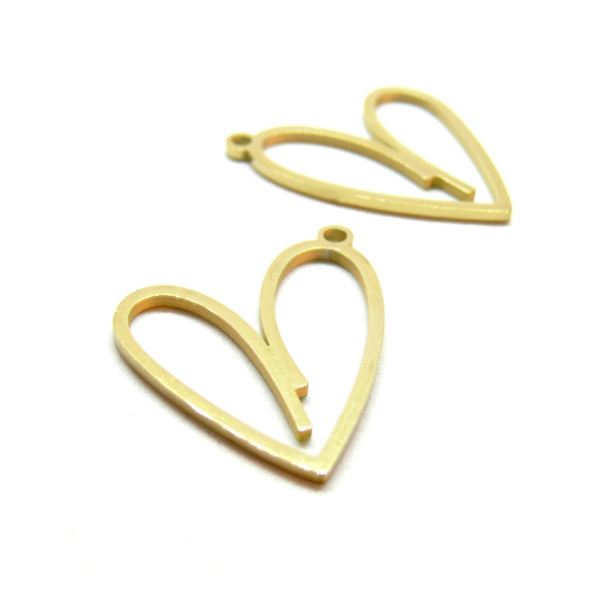 Pendentif Coeur 24mm, Acier Inoxydable 304, Placage IONIQUE, finition doré à l'or fin 18K