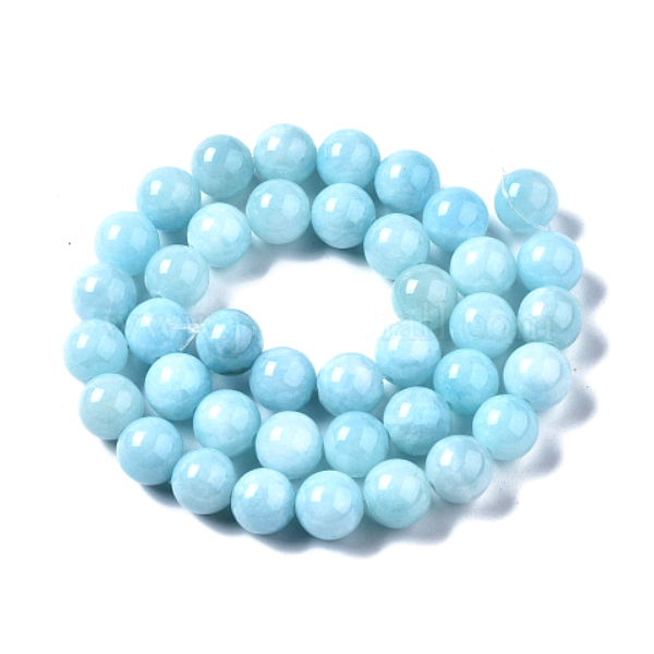 Perles Ronde, Jade Bleu Clair 8mm, couleur Y04