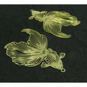 Pendentifs filigrane Poisson de Combat 27mm – Acier Inoxydable Doré à l'or fin 18K