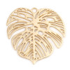 Estampes, pendentifs filigrane, Feuille Monstera Exotique 26mm, Laiton Doré à l'or fin 14K