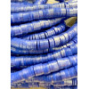 Perles rondelles, Heishi effet Nacrées en pâte polymère 6 par 1mm, couleur 01A Bleu